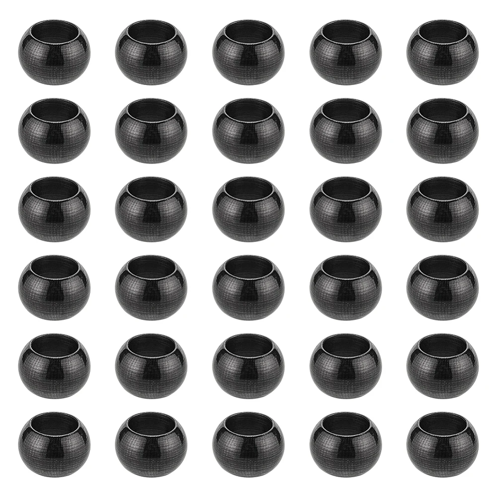

30Pcs Rack Plating 304 Stainless Steel Bead Round Electrophoresis Black 8x5mm Hole: 5mm