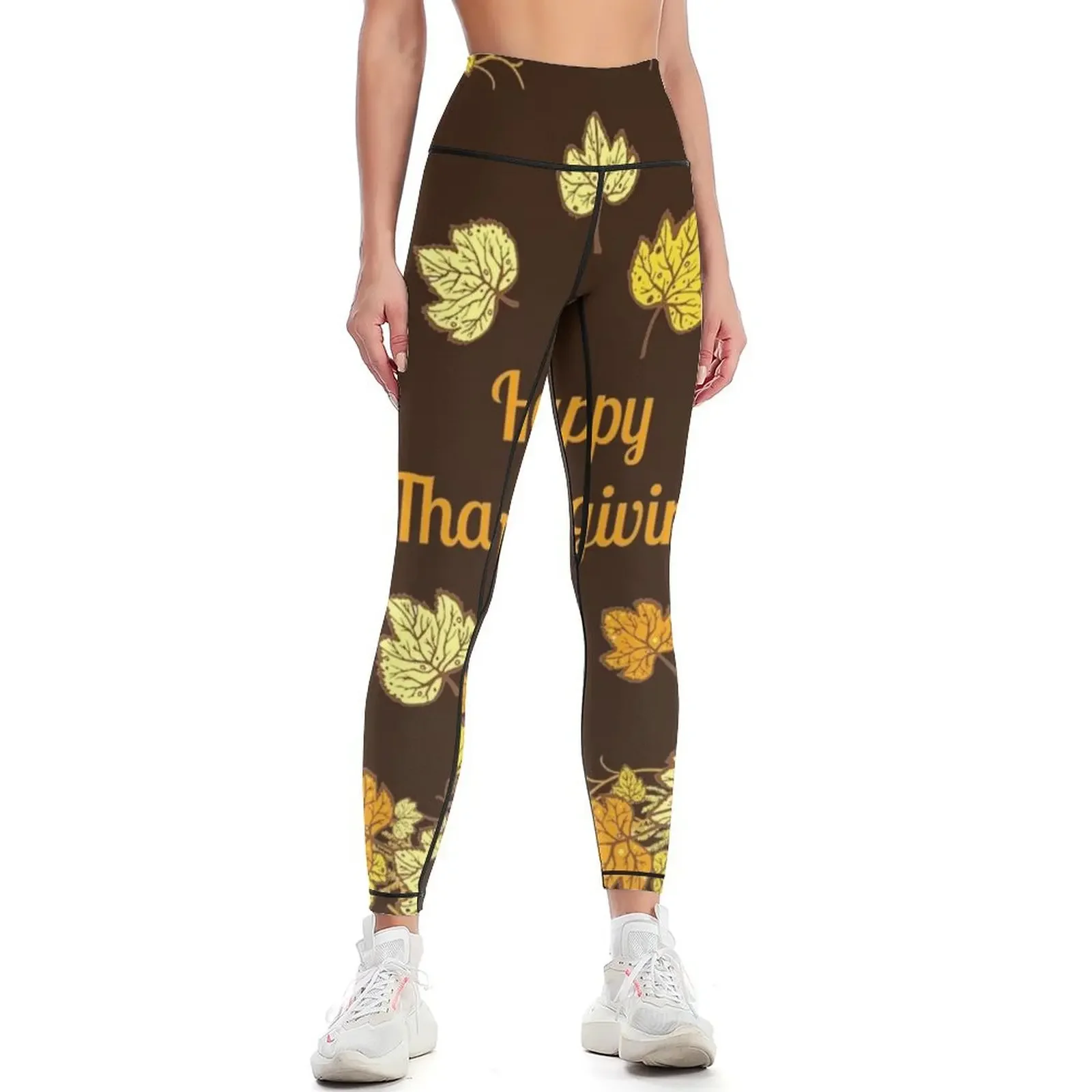 

Happy Thanksgiving Day - Brown Autumn Leggings sporty woman push up legging push up for physical gym's clothing Womens Leggings