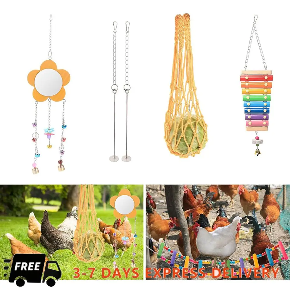 

7PCS Chewing Foraging Toy with Wooden Hanging Feeder Hanging Feeder Bell Toys for Budgerigar Parakeet Conure Cockatiel Mynah