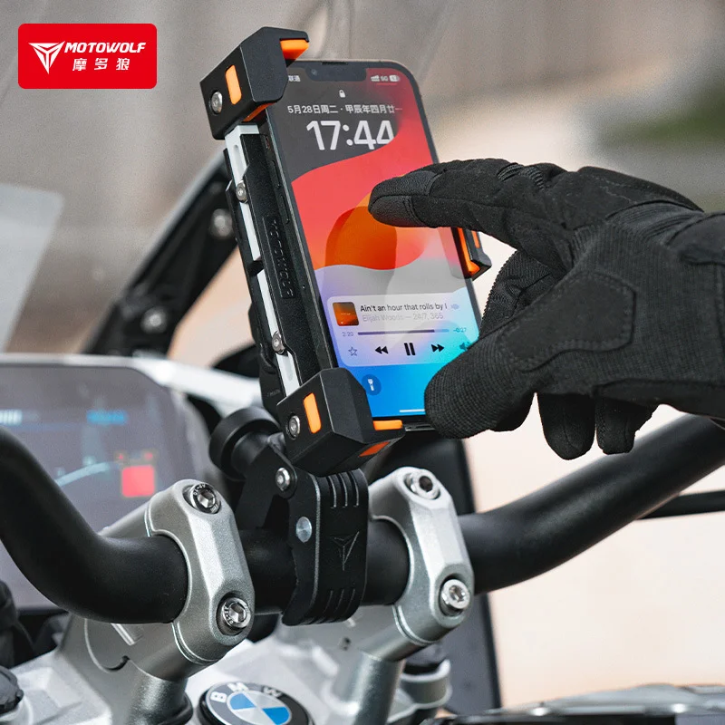 Motorcycle Phone Mount Holder Anti-Shock Phone Holder for Motorcycle Metal Handlebar Clamp Bicycle Bike Phone Holder Mount - view 2