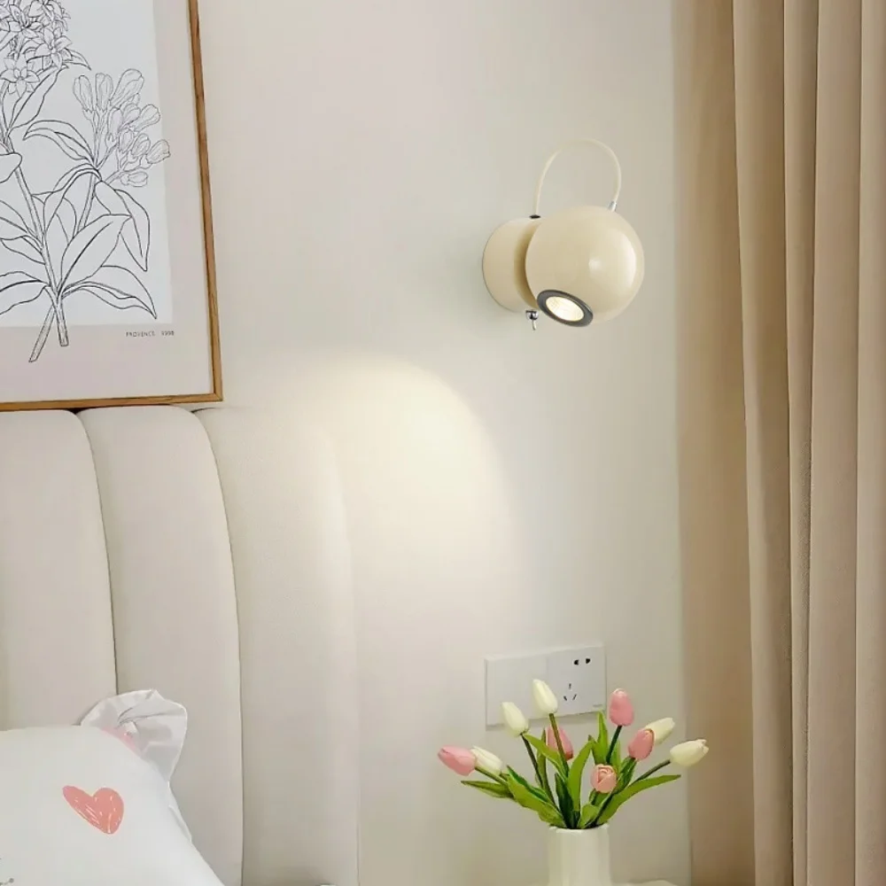 Nordic Cream Style Wall Lamp Adjustable Angle Magnetic Suction Wall Light Reading Light Bedside Living Room Background Wall Lamp