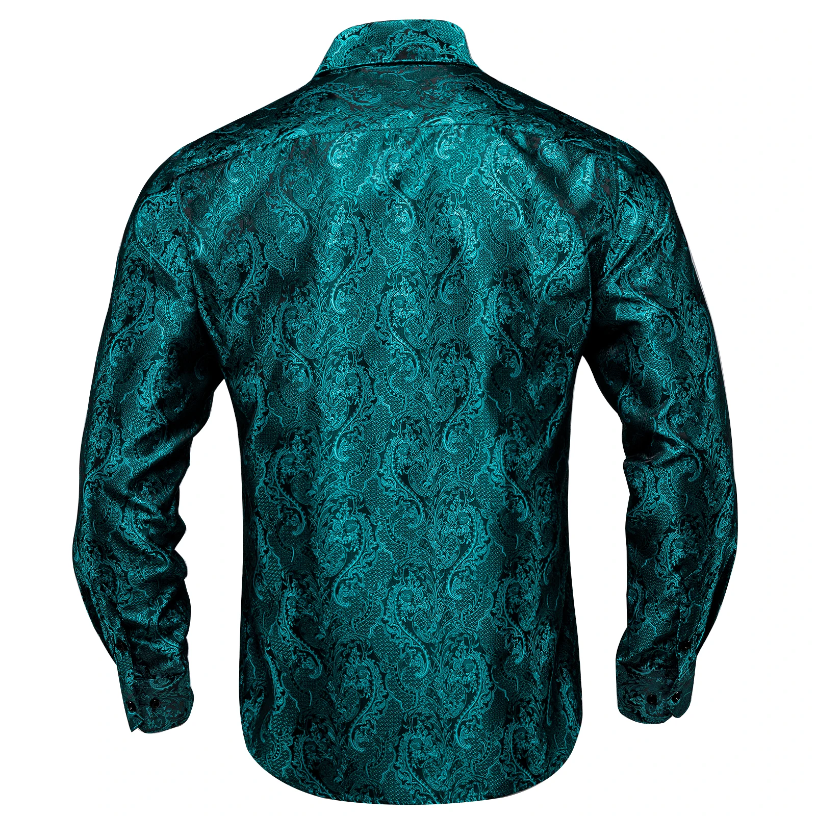 Fashion Men Shirt Green Blue Business Long Sleeve Turn-down Collar Shirts Floral Paisley Causal Party Brand Male Button Blouses