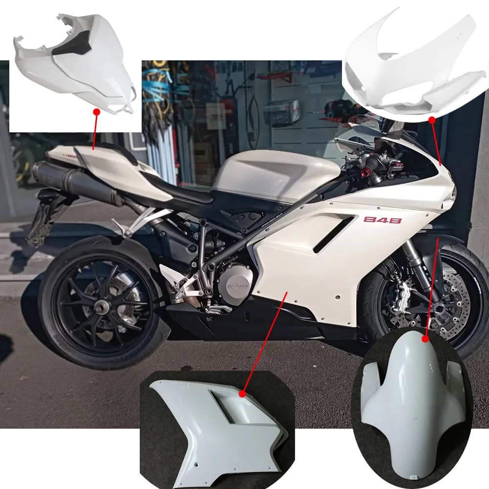 Motorcycle Unpainted Front Cowl/RearTail Upper Side Mid Cover Panel/ Low Belly Pan Fairing For Ducati 1098 848 1198 2007-2013