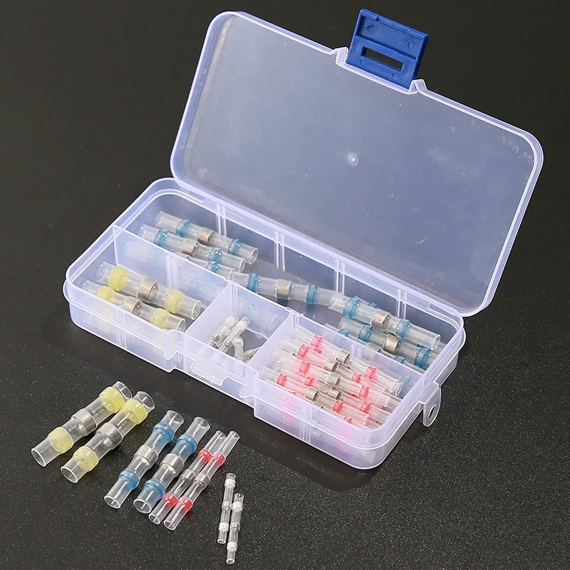 50Pcs Connector Heat Shrink Sordering Terminals Waterproof Solder Sleeve Tube Wire Insulated Butt Connectors Diy Electronic Cabl