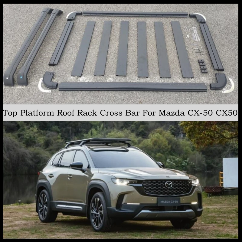 Roof Rack Top Platform Cross Bar For Mazda CX-50 CX50 2024-No Luggage Racks Rail Boxes Basket High Quality Aluminum Alloy