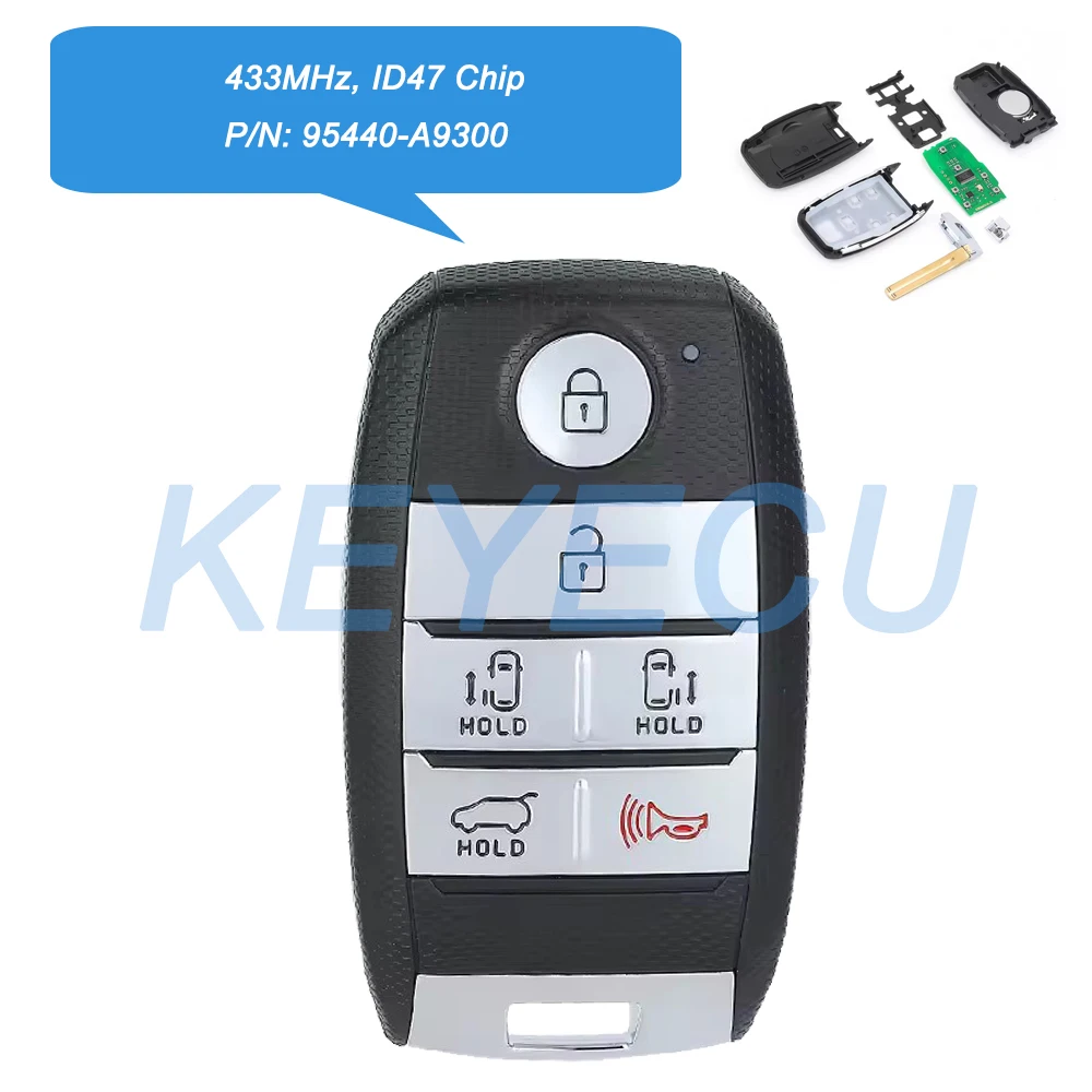 

Keyecu 95440-A9300 433MHz ID47 Chip Smart Remote Key Fob for KIA Carnival 2015 2016 2017 2018 Sedona 2019 2020 2021 SY5YPFGE06