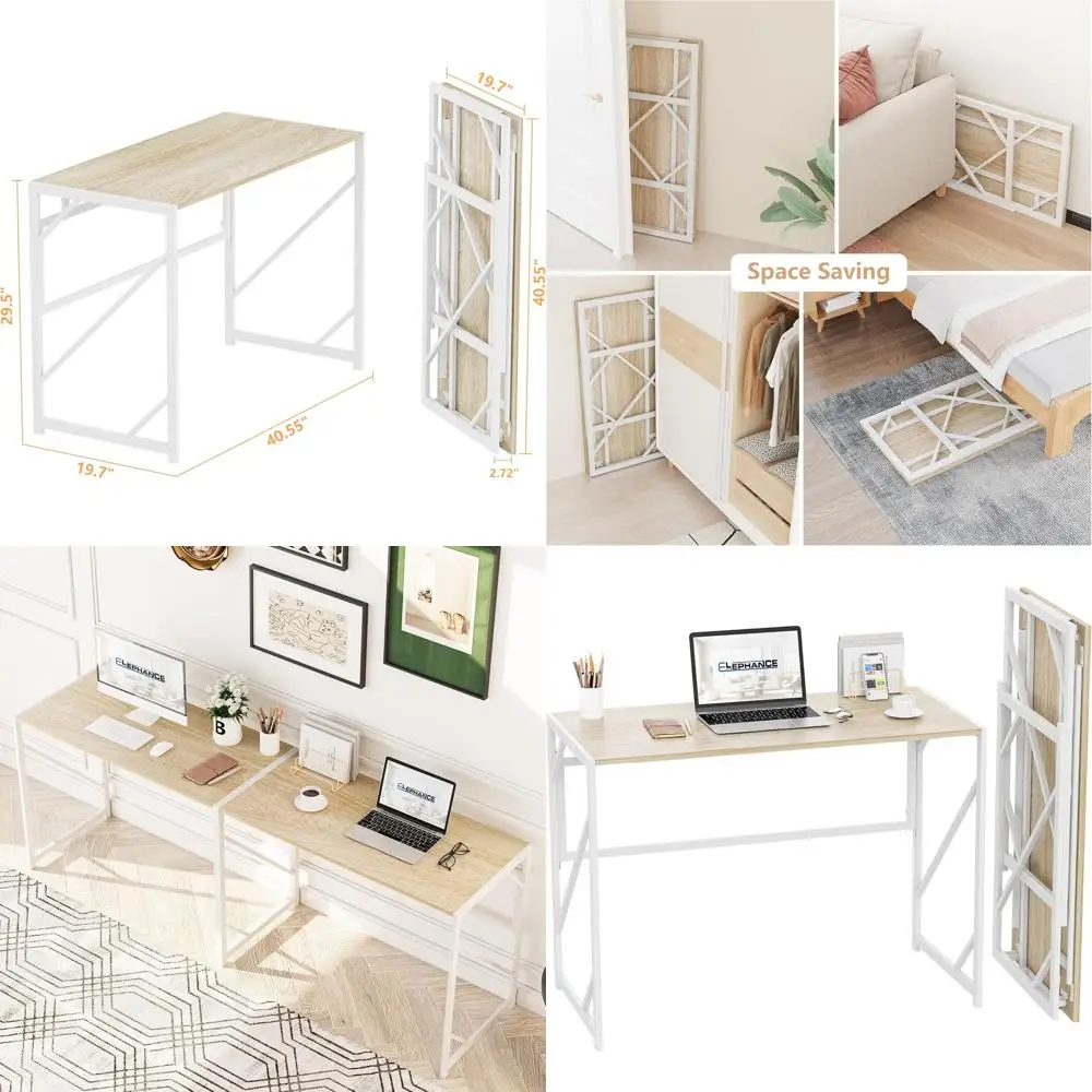 

Compact Foldable Desk for Home Office, Space-Saving Writing Table for Small Spaces