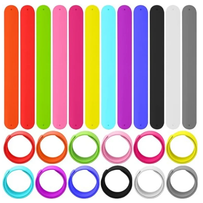 1PC Slap Bracelet Flexible Self-Rolling Wristwear Soft Clap Circle Belt Arm Leg Silicone Wristband Party Child Toy Gift Bracele