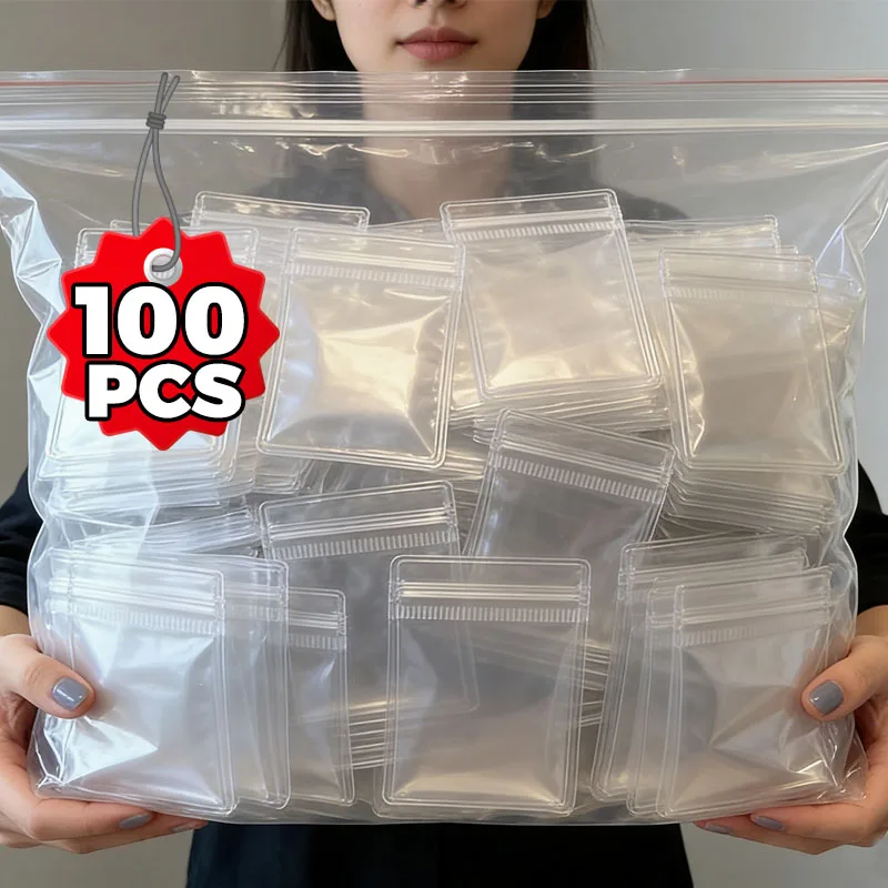 10/100pcs PVC Jewelry Pouches Clear Zipper Bags Anti Oxidizing Storage Earrings Jewelry Packing Bags