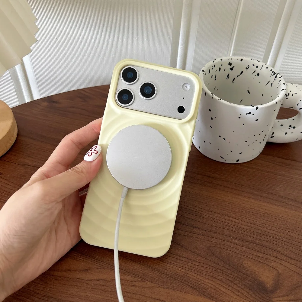 

Мягкий силиконовый чехол Wave Ripple для телефона Magsafe для iPhone 17 Air 16 15 14 Plus 13 12 11 Pro Max 17ProMax с магнитной зарядкой