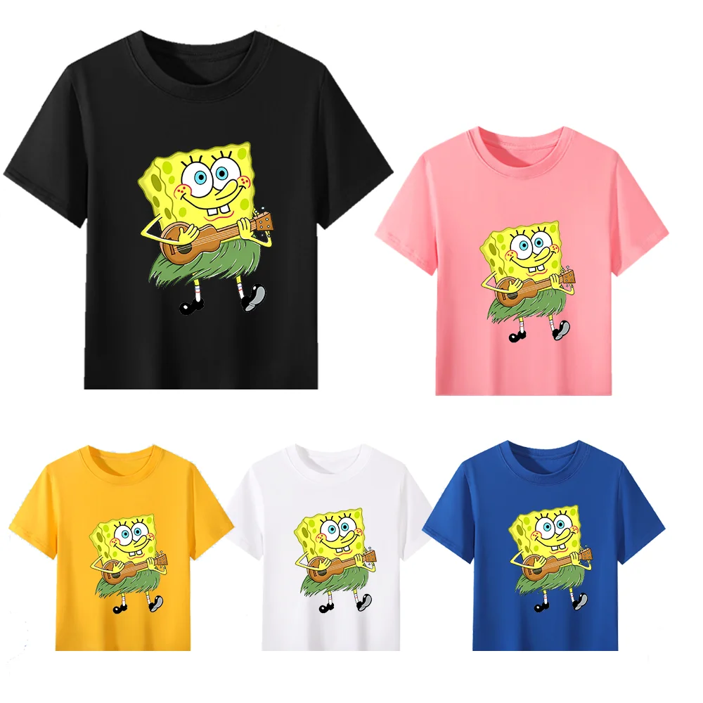 

SpongeBob Hula Music Character Kids Cotton T Shirt Tropical Cartoon Theme Comfortable Casual Wear for Children