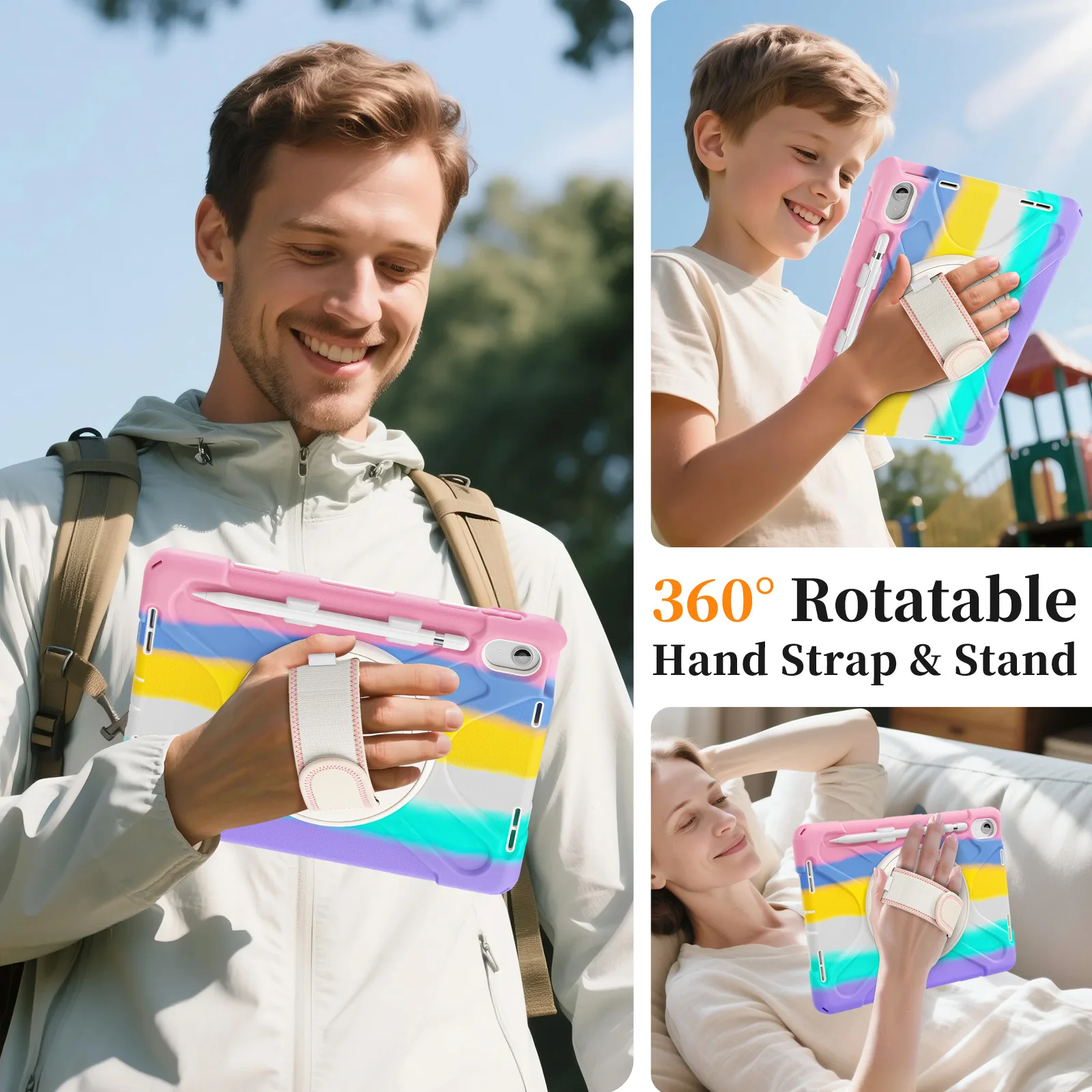 With Pen Slot Rugged Stand Case For iPad A16 2025 11th 10.9 2022 10th Gen A3354 A3355 A3356 A2757 A2777 A2696 360 Rotating Cover