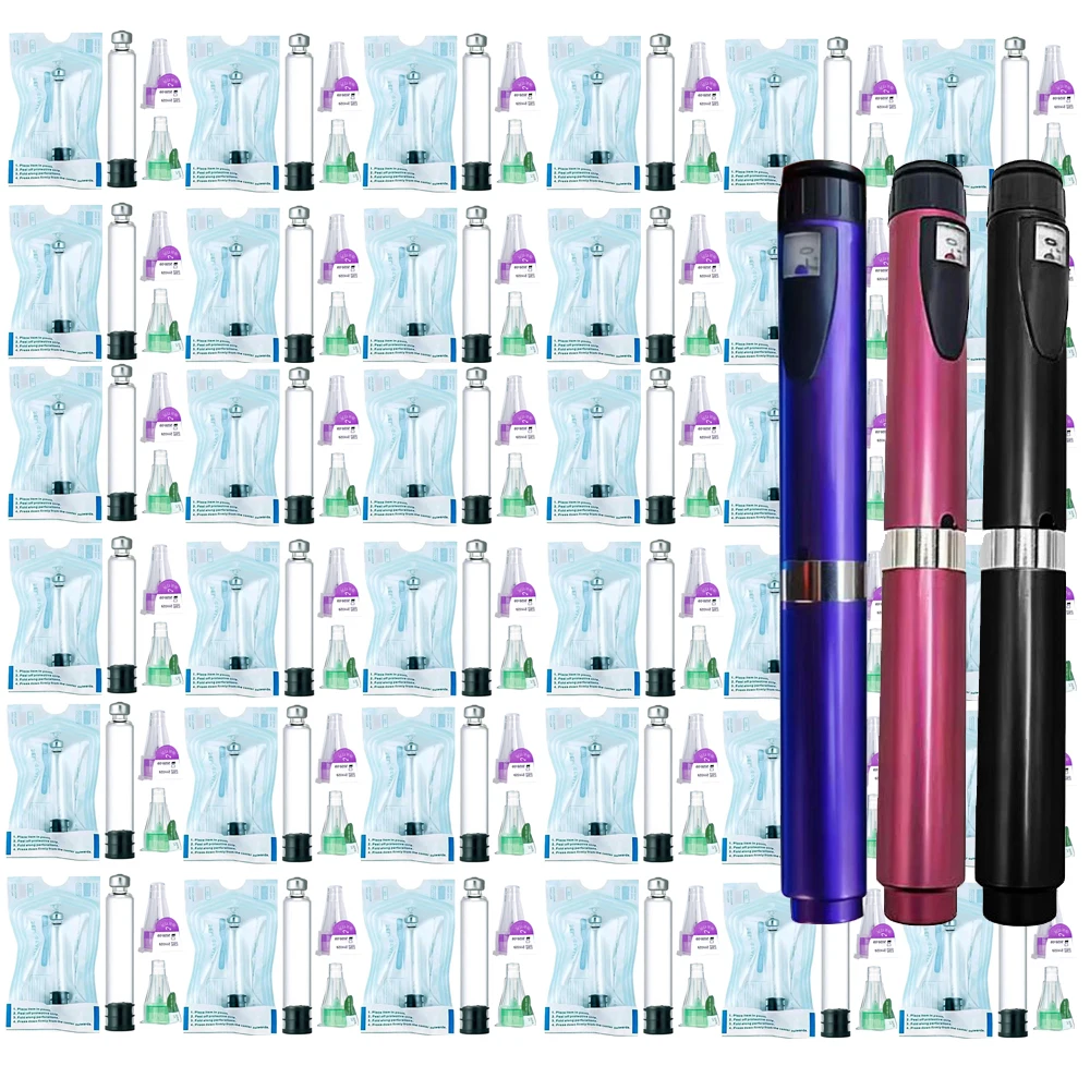 1 set Metal Reusable Magic Pen with 3ml Empty Cassette Cartridge Sterile Tattoo Insulin Injection Pen Kit For Lilly Insulin