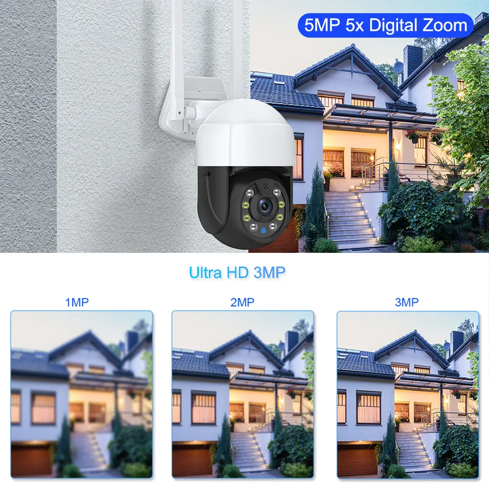 5MP Tuya Speed Dome PTZ IP Camera Outdoor Auto Tracking Wireless WIFI Camera P2P CCTV Camera Full Color  AI Detect Surveillance