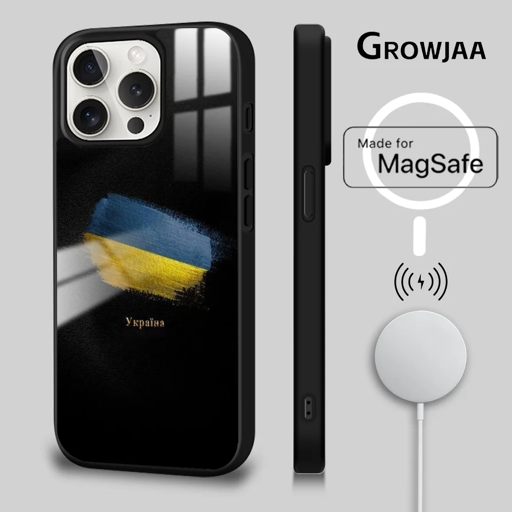 Flag Of U-Ukraine Phone Case For iPhone 16 15 14 13 12 11 Pro Max Plus Mini Magsafe Mirror Wireless Magnetic Cover