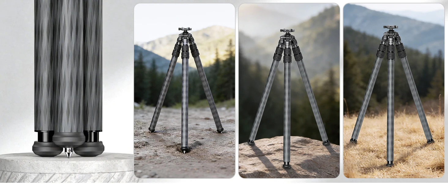 WEYLLAN HN403 40mm Carbonfaser-Stativ für die Jagd 70,49'' Carbon-Schießstativ mit integriertem 52mm Kugelkopf Maximale Belastung 30kg – Detail 4