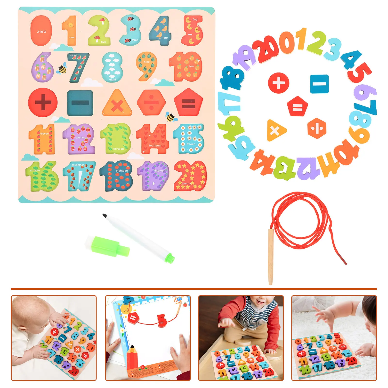 

1Set Early Educational Cognitive Shape Stringing Beads Kids Preschool Educational Plaything Children Learn Toy