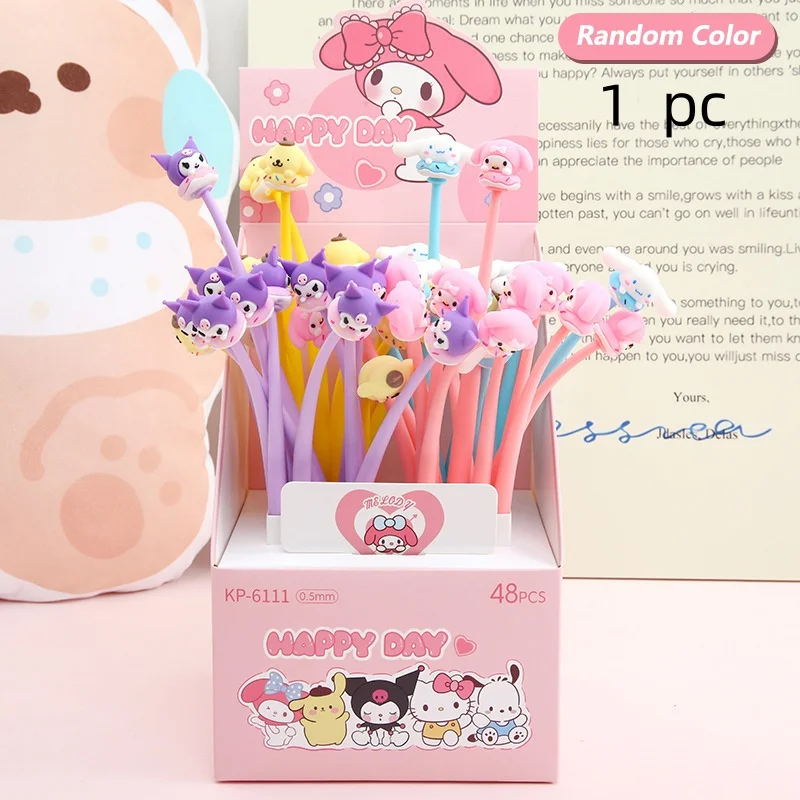 

48Pcs Sanrio Kuromi Melody Cinnamoroll 0.5mm Gel Pen Silicone Decompression Soft Adhesive Shaker Pens Student Stationery Supplie