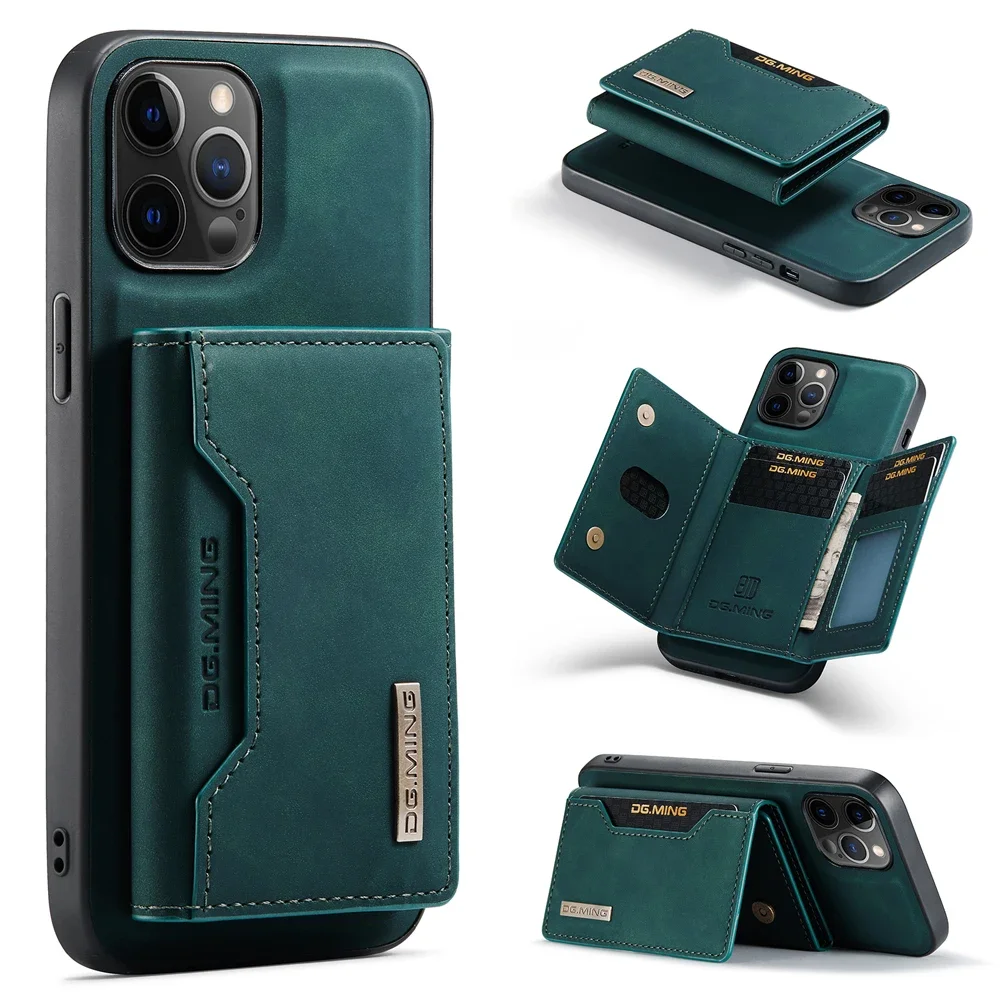 for iPhone 15 14 13 Pro Max Mini 12 11 XS X XR SE 7 8 Plus Case Real Leather Wallet Pouch Magnet Adsorption Cover Holder Funda