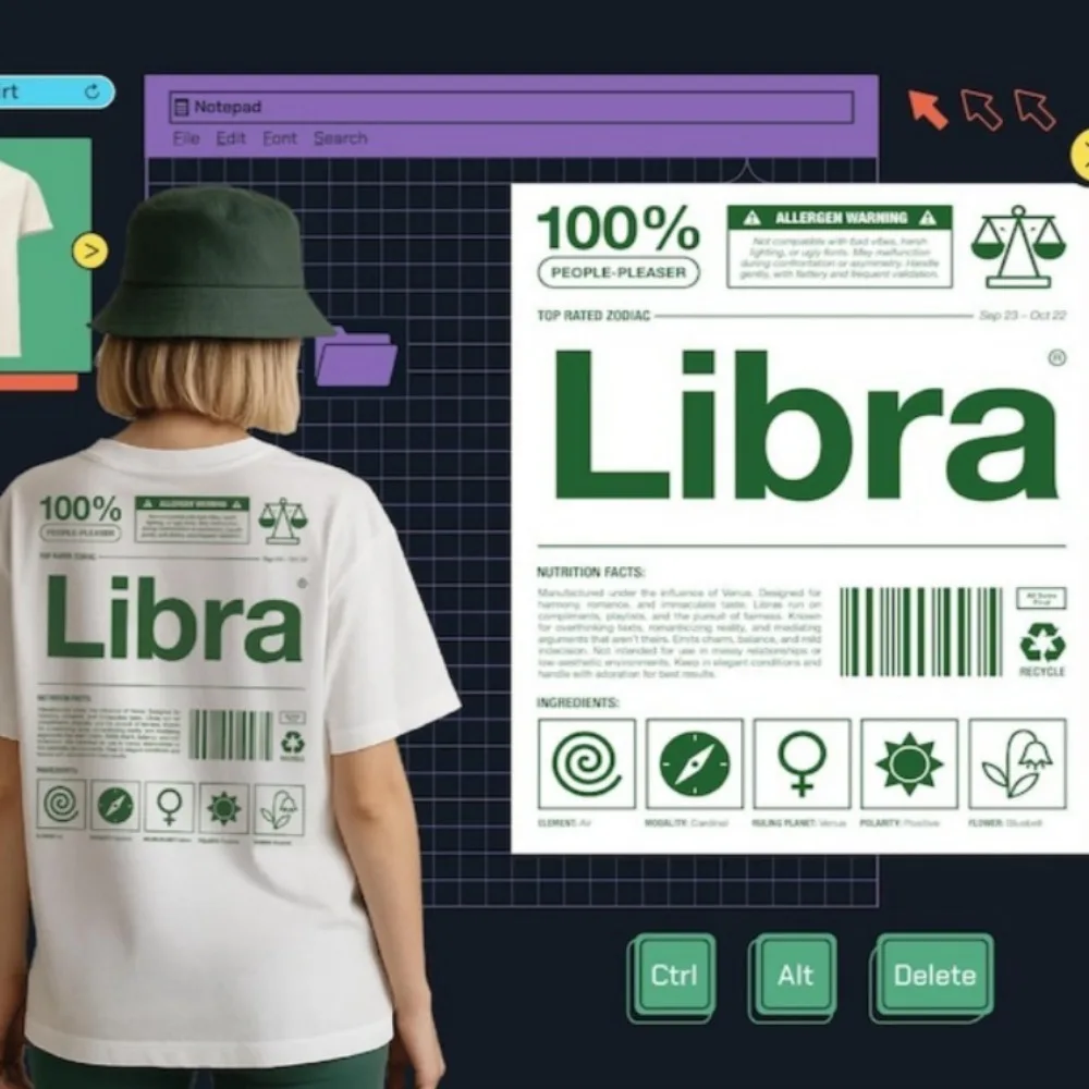 Libra Zodiac T-Shirt Nutrition Label Astrology Graphic Tee Women T Shirt Cotton T Shirt High Quality Cotton Tops Ropa Mujer