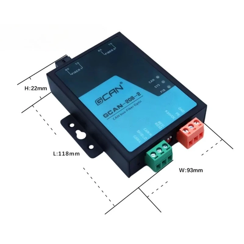 GCAN-208-2C-F Single-Mode Dual-Core Fiber Optic to CAN Bus Module 9-36VDC CAN Fiber Optic Repeater Adapter