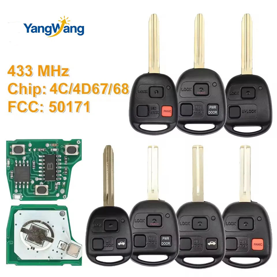 

YW50171 433MHz 4C/4D67/4D68 Chip llave remota de coche para Toyota Land Cruiser Prado RAV4 Kluger Previa FJ Cruiser Tarago Lexus