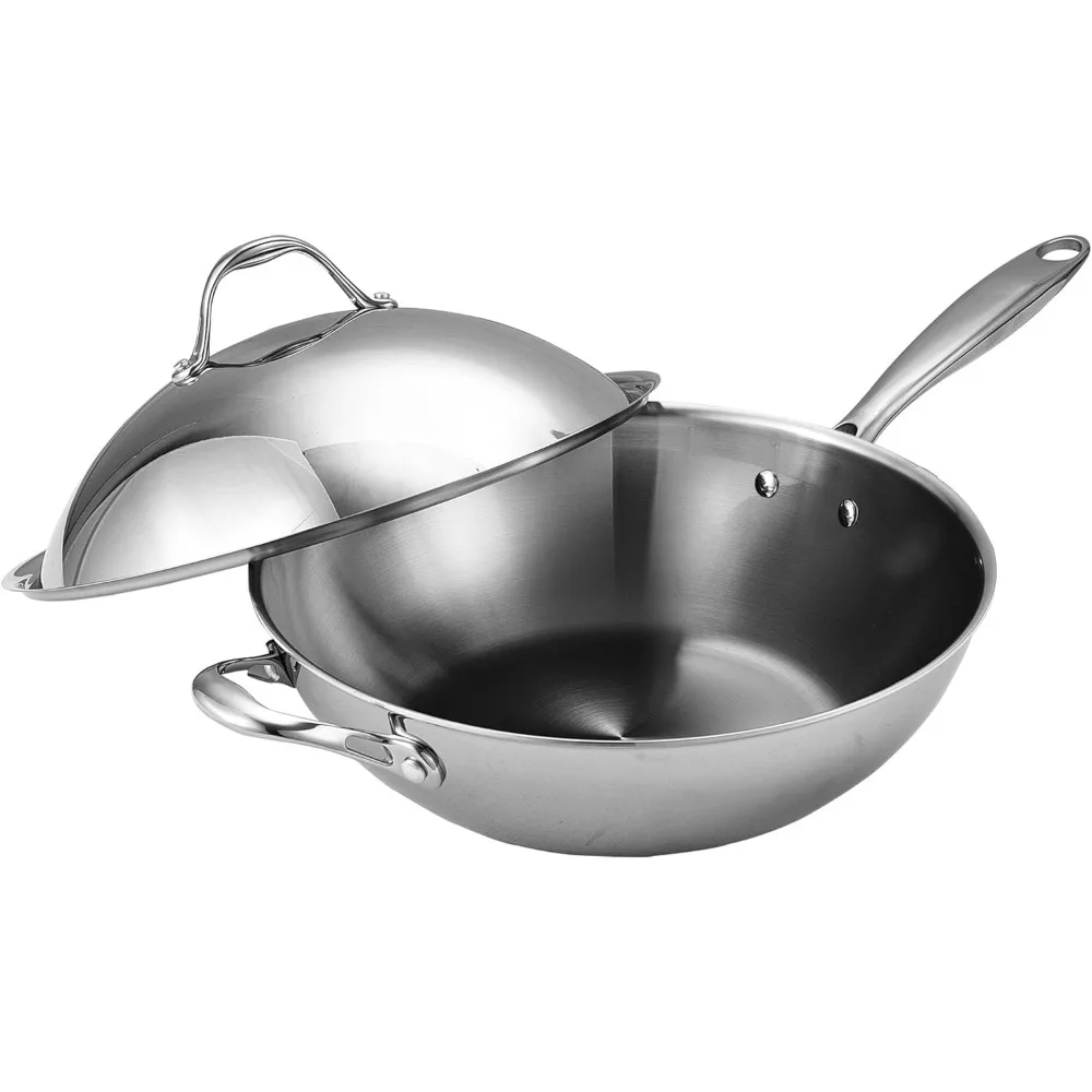 

Wok Multi-Ply Clad Stir Fry Pan, 13" with High Dome lid, Silver