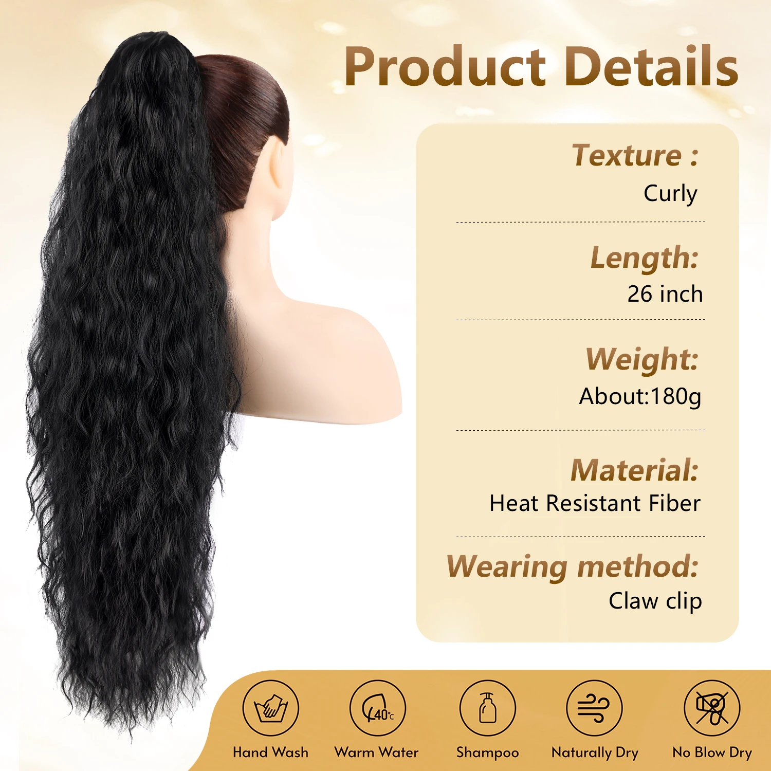 Claw Long Wavy Ponytail Extension 26