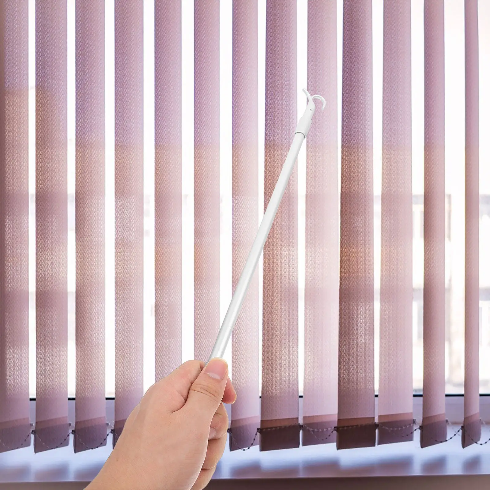 Vertical Blind Replacement Wand Telescopic Rod with Hook Smooth Durable Easy Tool Free Installation