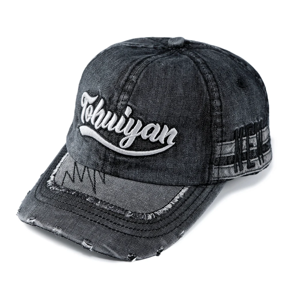 Men's Distressed Holed Denim C - Vintage Fashion Hats recension och pris
