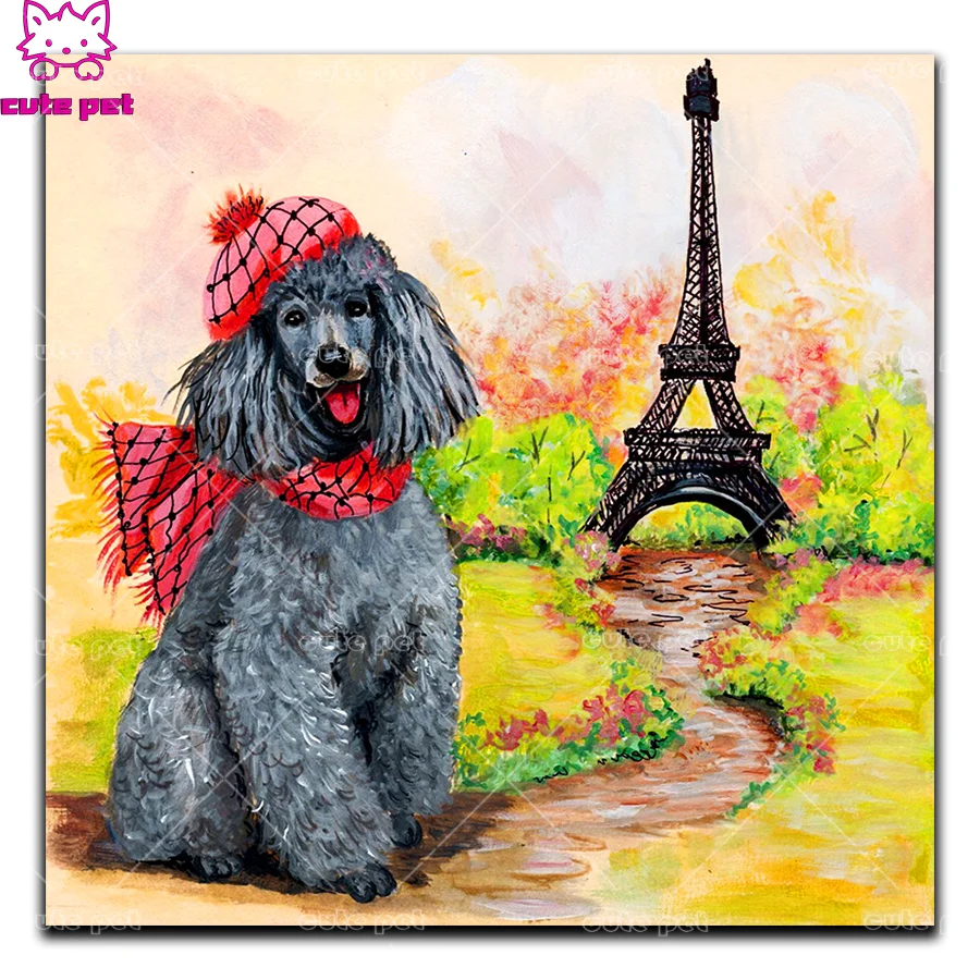 

DIY Diamond Painting Poodle and Eiffel Tower 5D rhinestone Cross Stitch Diamond Art Embroidery Mosaic Handmade Decor puzzle