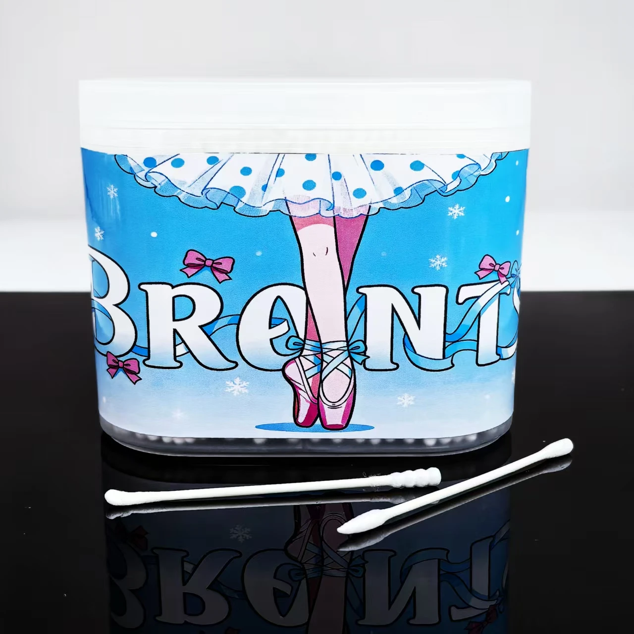 600 قطعة من مسحات القطن ذات العمود النحيف المدمجة بنمط الباليه الإبداعي، مسحات قطنية مدمجة مزدوجة الأطراف للتنظيف اليومي