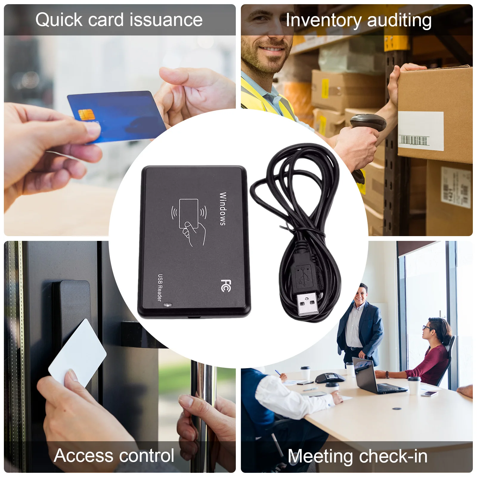 Contactless IC Card Reader Writer 13.56MHz Smart Card Reader with LED Indicator/Buzzer Compatible for Windows Linux MacOS