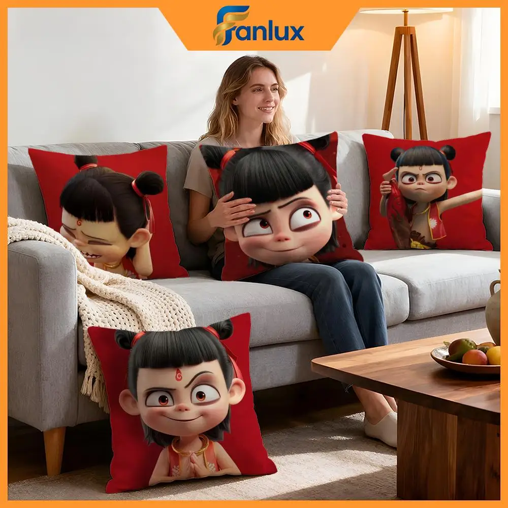 Doll Nezha Cushion Cover 4Pcs Decorative Covers Soft Cushion Case for Sofa Couch Decor 40x40 45x45 Pillowcases