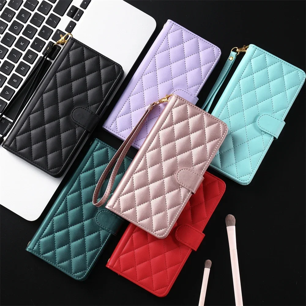 Custodia in pelle di lusso per iPhone 15 14 13 12 11 Pro Xs Max XR X 8 7 6s Plus SE 2020 2022 cordino Flip Wallet Book Case Cover Funda