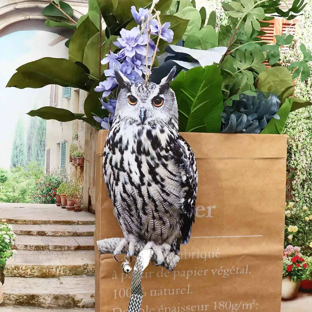 With Bells Bird Repel Owl Scarecrow Rectangle Waterproof Fake Bird Scare Device Hanging Bird Repeller Garden Decoration