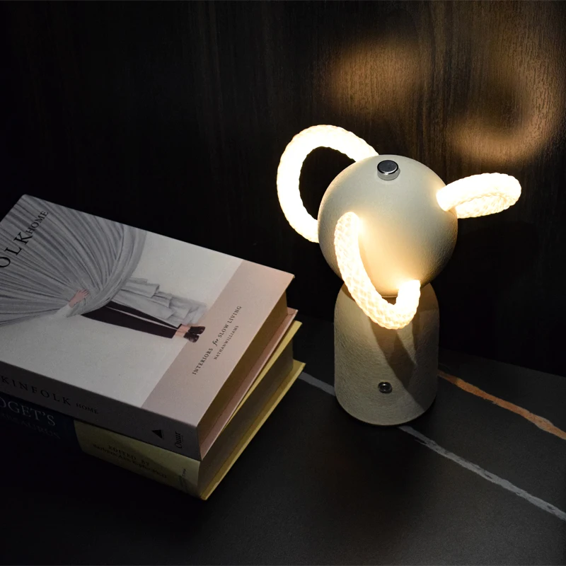 Nezha Style Table Lamp Featuring Handmade Woven Design, Touch Dimmer, 3-Color Changing LED Night Light, Home Decor Ornament