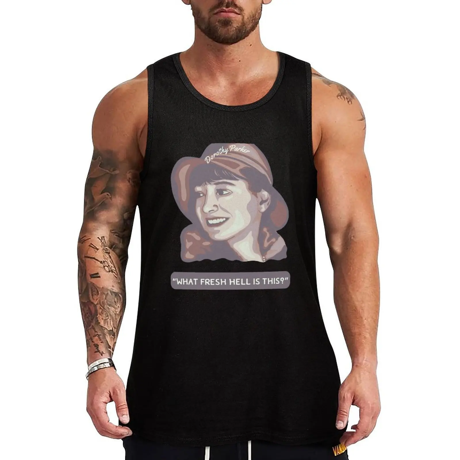 Dorothy Parker Portrait and Quote Tank Top Daily Work Tank Top Utility Casual Sleeveless Top