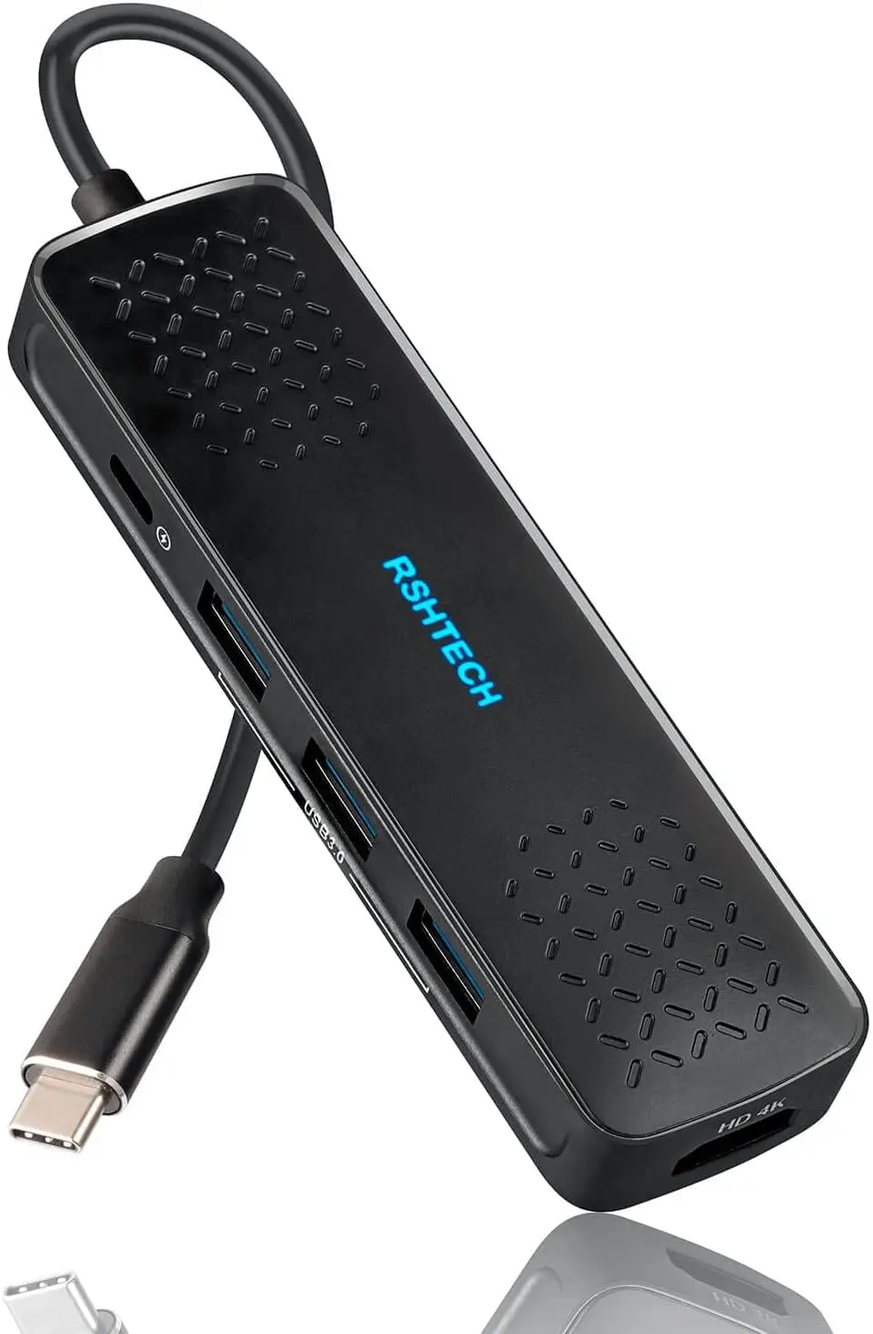 

RSHTECH 6-в-1 USB-концентратор C, многопортовый адаптер 5 Гбит/с с доставкой питания 4K при 30 Гц, 100 Вт, док-станция с аудиоразъемом 3,5 мм для MacBook
