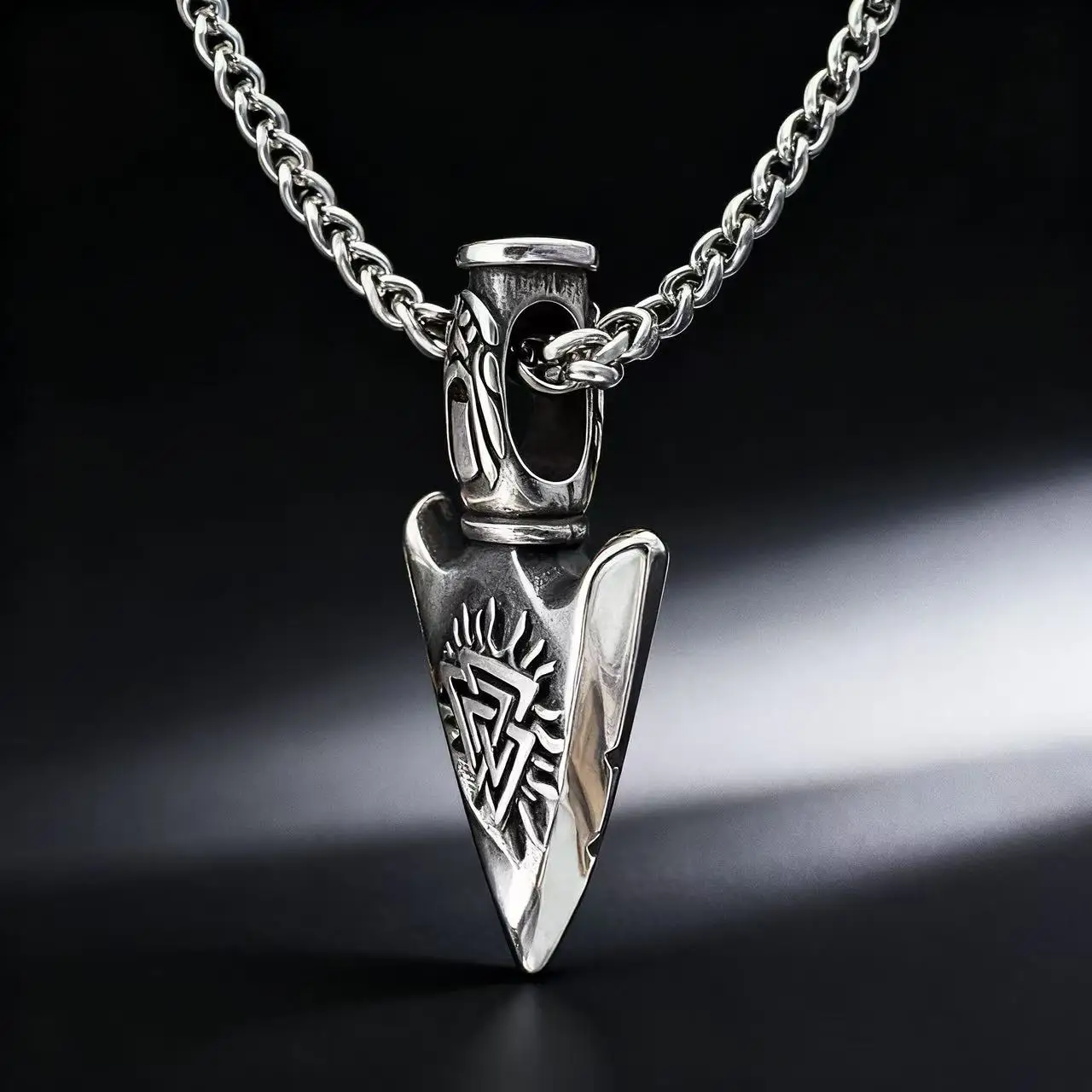 HNSP Viking Style Nordic Odin\'s Knot Rune 316L Stainless Steel Pendant Necklace For Men Jewelry Accessories