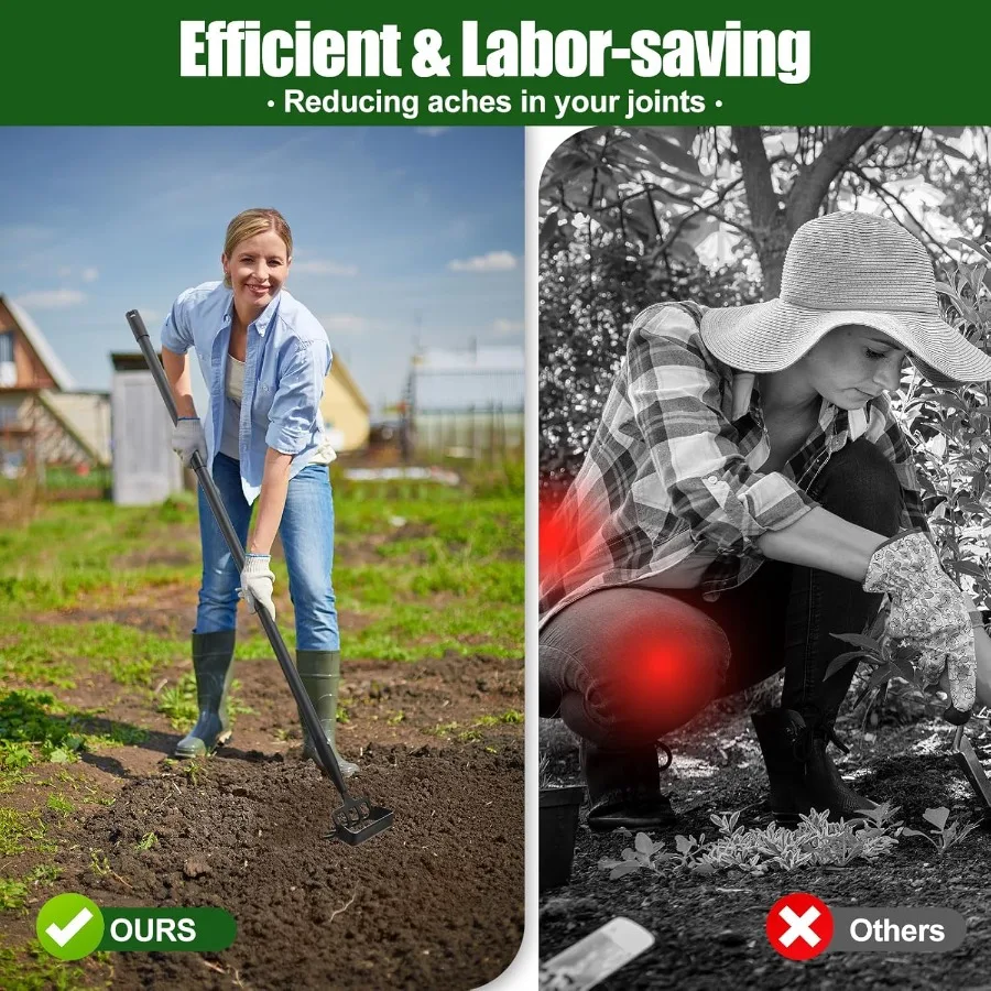 Herramienta de azada de jardín 2 en 1 con longitud ajustable de 37 a 48 pulgadas Diseño ergonómico Ideal para desmalezar y rastrear Durable A prueba de herrumbre