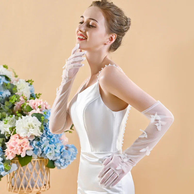 

Свадебные перчатки Супер фея элегантное белое кружево с длинным бантом жемчужное свадебное платье невесты фото перчатки