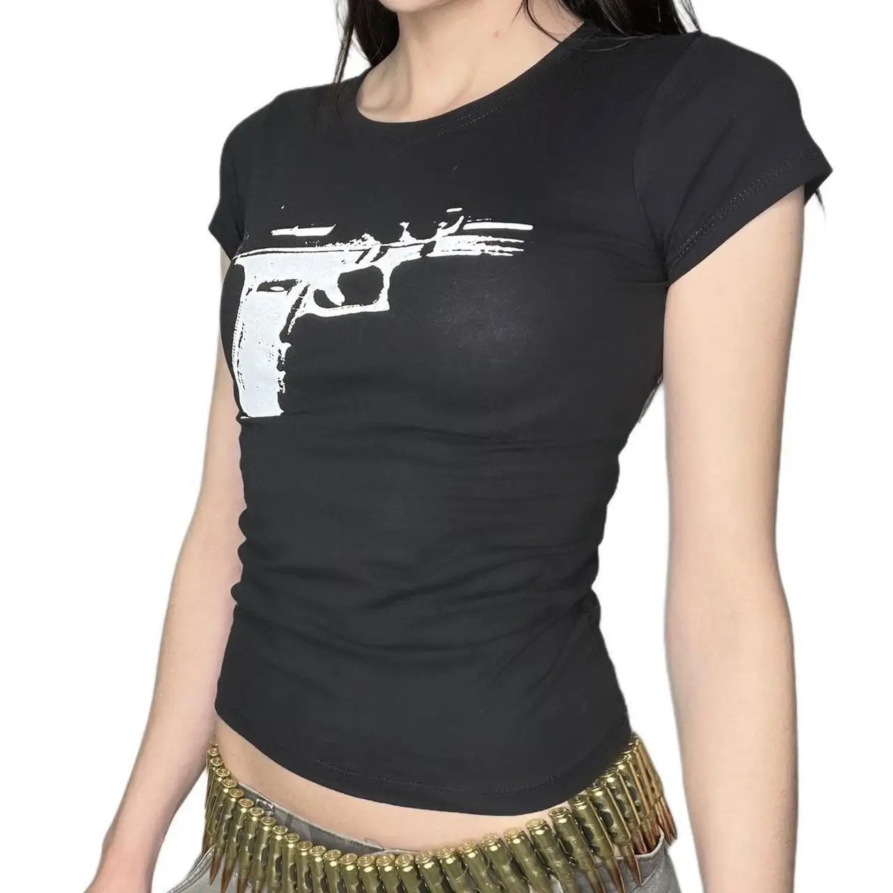 Y2k top Kpop women's T-shirt 2024 anime girl T-shirt Emo gothic aesthetic clothing crop top gothic dark girl E-girl