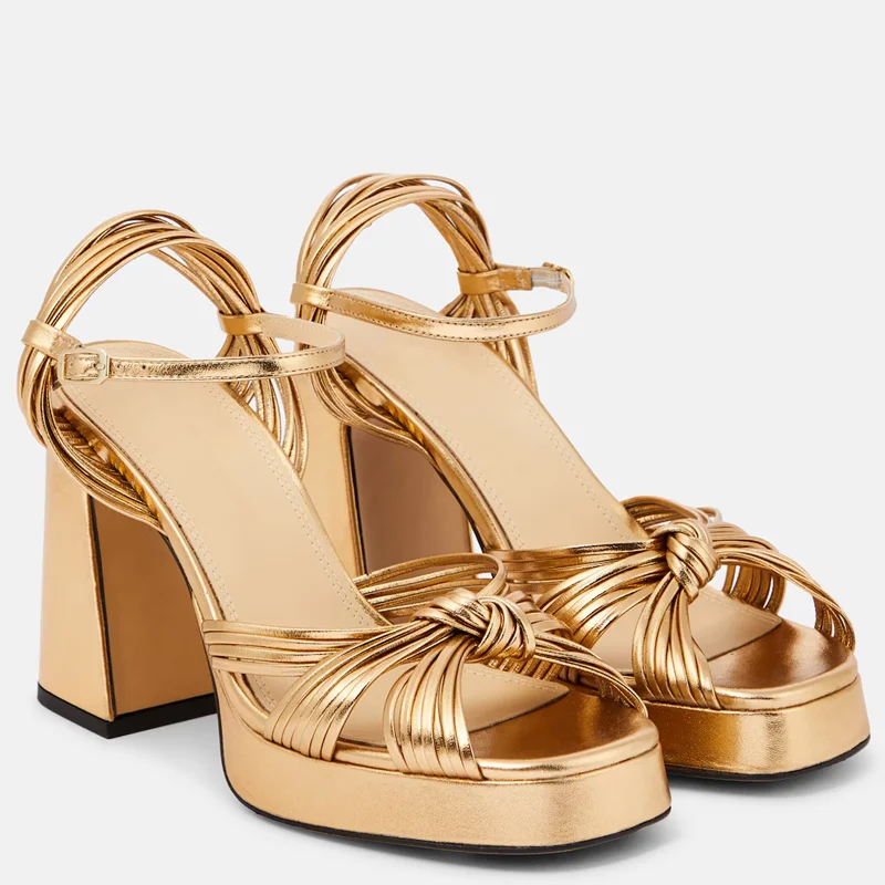 Mixed Colors Narrow Band Platform Sandals Sexy Square Toe Leather Square Heel Custaomized New Arrivals Fashion Women Modern