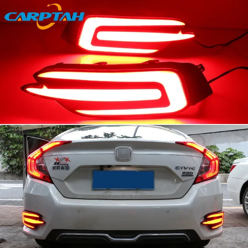 

Автомобильные светодиодные лампы заднего бампера для Honda Civic 2016-2020 стоп-сигнал указатель поворота резервный отражатель задние фонари автомобильные противотуманные фары