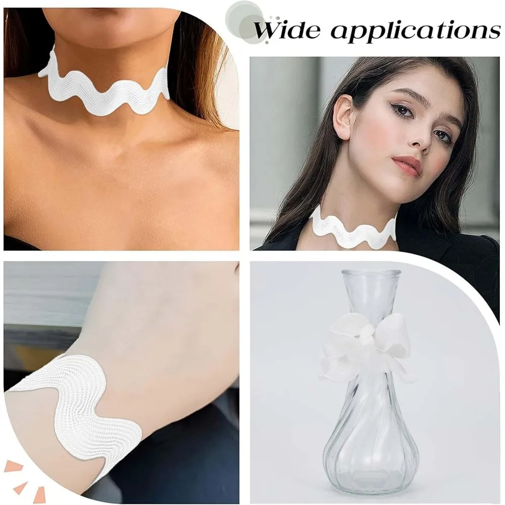 0.78 inch-1.33 inch/20-34mm Wide Rick Rack Trim 10 Yards White Wave Bending Fringe Trim Braided Woven RIC Rac Ribbon Zig Zag