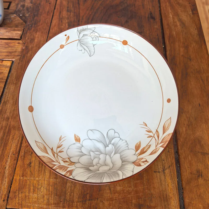 

Underglaze Ceramic Wok Plate 8 Inches Simple Cold Dish Plate Home Use Deep Dish Salad Plate round Shape Support Microwave Hea...