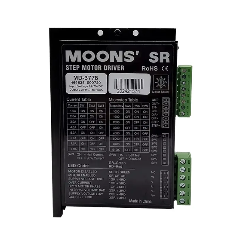 xmsjFactory Driver motore passo-passo SR Driver motore passo-passo micro serie MD 3SR8 Azionamento motore passo-passo trifase 24-75 VDC 7.8ADC
