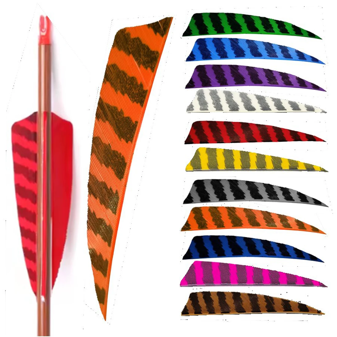 

36 шт. полосатых натуральных перьев индейки, 4-5 дюймов, прочные материалы для традиционной стрельбы из лука и охоты на открытом воздухе