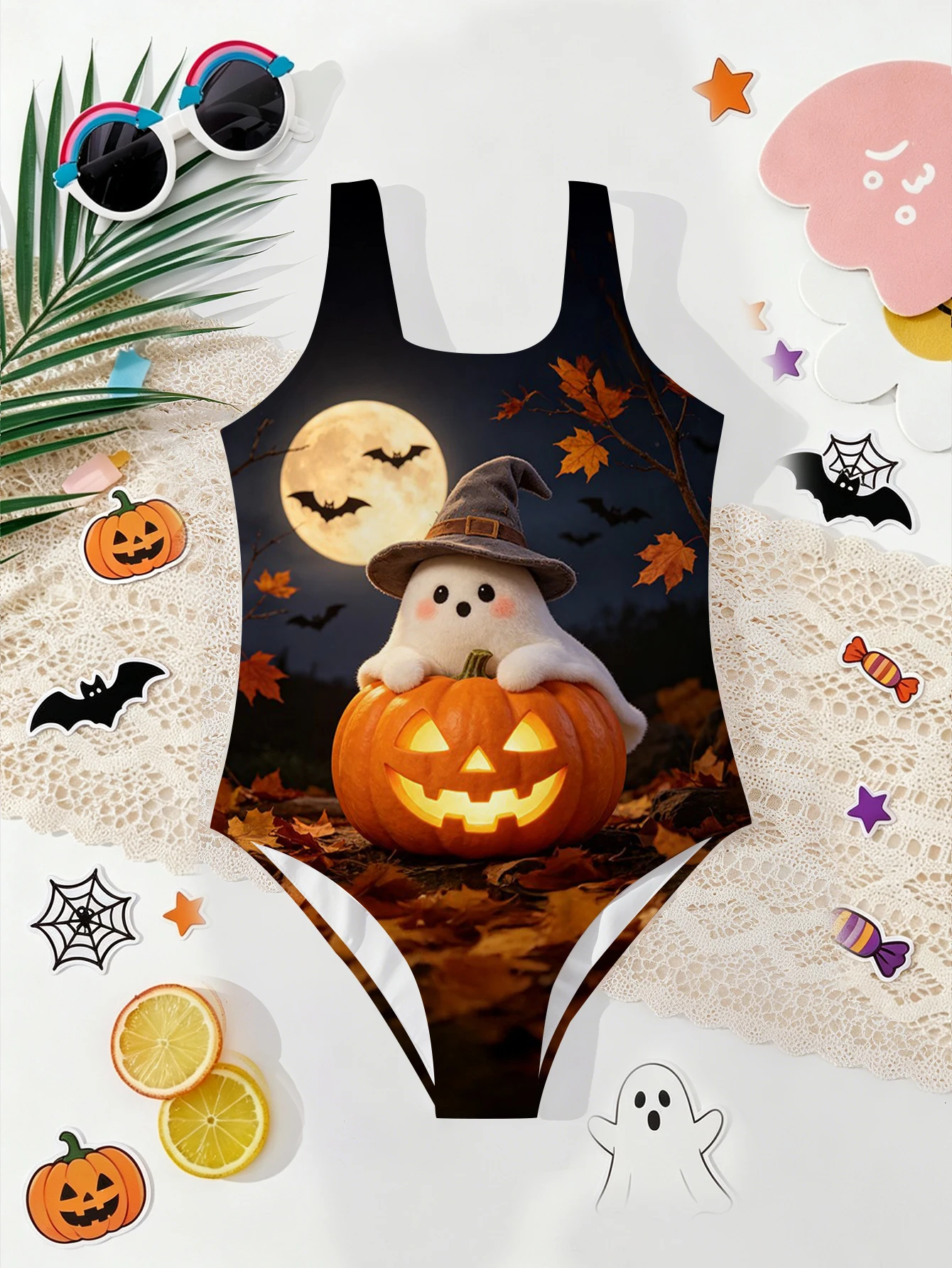 Girl Summer Halloween Ghost Atmosphere Fashion Tight One Piece Swimsuit